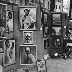 Paintings for sale, Paris, 1931. Artist: Ernest Flammarion