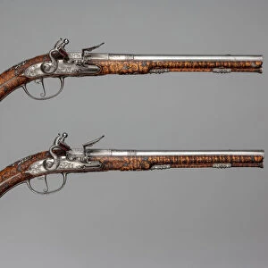 Pair of Flintlock Pistols Made for Christian Ernst, Franco-German, Erlangen-Neustadt, ca