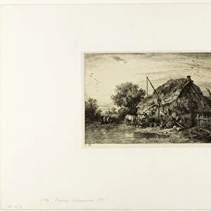 Peasant House with Pond, 1845. Creator: Charles Emile Jacque