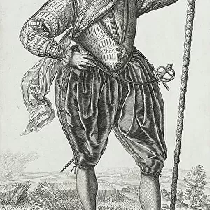 Pike Bearer, Facing Right, 1583. Creator: Hendrik Goltzius