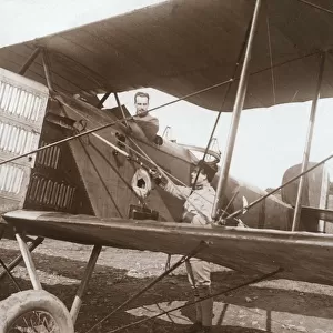 Pilot in biplane, c1914-c1918