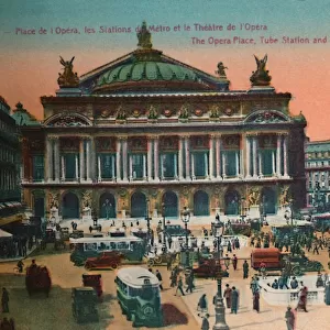 The Place de l Opera, Metro Station and L Opera Garnier, Paris, c1920