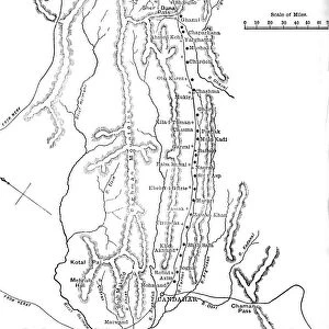 Plan of General Robertss March from Cabul to Candahar, c1880