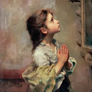 Praying Girl, Italian painting of 19th century. Artist: Roberto Ferruzzi