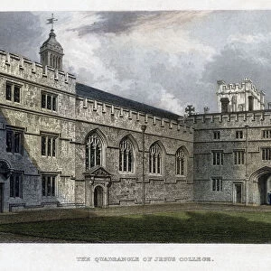 The Quadrangle of Jesus College, Oxford University, c1830s. Artist: John Le Keux