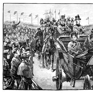 The Queens arrival in Peel Park near Manchester, 1851, (1888)