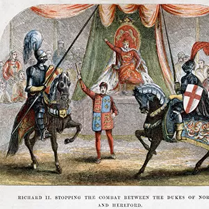Richard II stopping the combat between the Dukes of Norfolk and Hereford, 1398