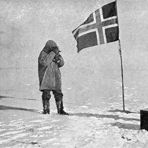 Roald Engelbrecht Gravning Amundsen (1872-1928), Norwegian explorer, at the South Pole, 1911