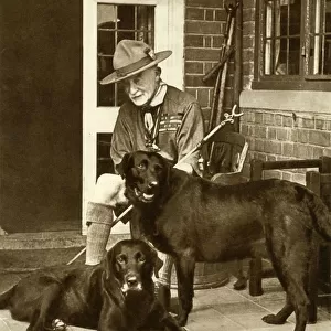 Robert Baden-Powell at home with his dogs, c1929, (1935). Creator: Unknown