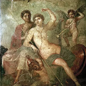 Roman wallpainting of Cupid, Venus and Mars, Pompeii, Italy