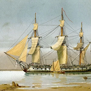 A Royal Navy 42 gun frigate, c1780 (c1890-c1893). Artist: William Frederick Mitchell