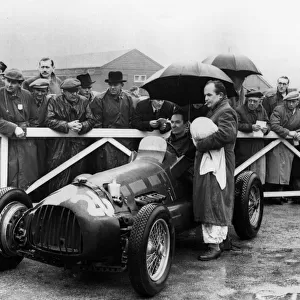 RRA Supercharged Special, G. N. Richardson in paddock at Aintree 1954. Creator: Unknown