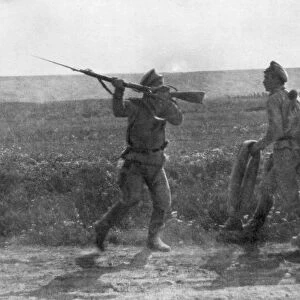Russian soldier assaulting his retreating comrade, Ternopil, Ukraine, First World War, 1 July 1917