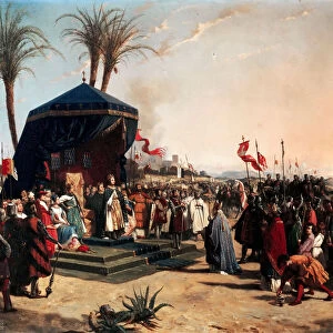 Saint Louis, King of France Receiving Robert Patriarch of Jerusalem in Damietta in 1249. Artist: Gue, Jean-Marie Oscar (1809-1877)