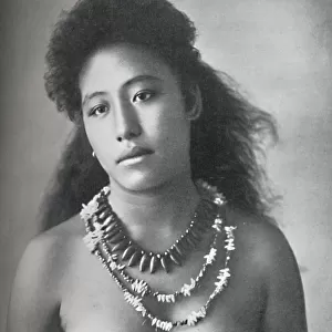 A Samoan belle, wearing necklaces of teeth and shells, 1902. Artist: Thomas Andrew