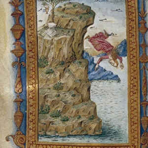 Sappho throwing herself into the sea (Illustration for The Heroides by Ovid), 1485-1499. Artist: Majorana, Cristoforo (active ca. 1480-1494)