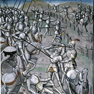 Scene of the Battle of Poitiers (732), with Carlos Martel winner of the Arabs