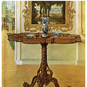 Shaped fret rimmed gallery table, Chippendale School, 1911-1912. Artist: Edwin Foley