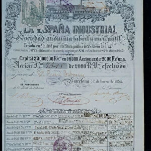 Shares of vellon reals (old Spanish money) of the industrial and commercial Society