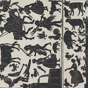 Sheet 6 of figures for Chinese shadow puppets, 1859. Creator: Juan Llorens