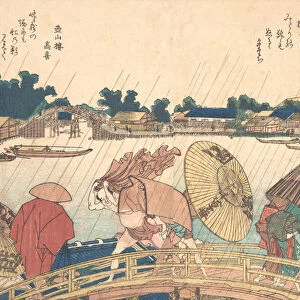 Shower at the New Yanagi Bridge, 1806. Creator: Hokusai