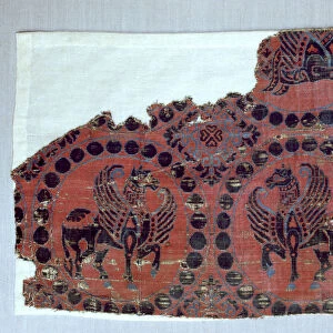 Silk fabric with decoration of winged horses, from the Monastery of Santa Maria de l Estany