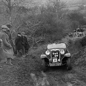 Singer of E Bunn competing in the MG Car Club Midland Centre Trial, 1938. Artist: Bill Brunell