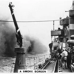 A smoke screen laid down by a destroyer, 1937