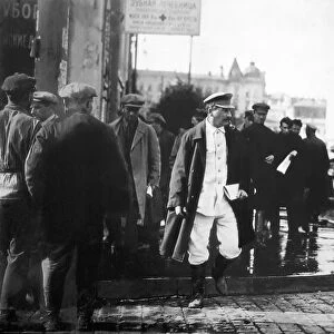 Soviet leader Joseph Stalin escorted by GRU secret agents, late 1920s
