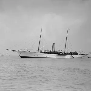 The steam yacht Agatha at anchor, 1911. Creator: Kirk & Sons of Cowes