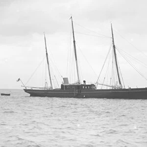 The steam yacht Stella at anchor, 1912. Creator: Kirk & Sons of Cowes