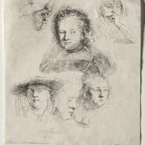 Studies of the Head of Saskia and Others, 1636. Creator: Rembrandt van Rijn (Dutch, 1606-1669)