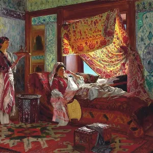 Prendre le thé dans le Harem. Créateur : Ernst, Rudolf (1854-1932). Prendre le thé dans le Harem. Créateur : Ernst, Rudolf (1854-1932).