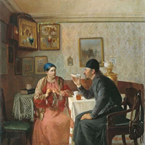 Tea drinking, 1895. Artist: Naumov, Alexey Avvakumovich (1840-1895)