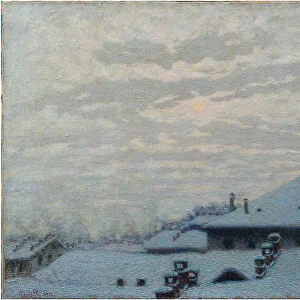 Tetti sotto la neve (Roofs under the snow), 1910. Creator: Morbelli, Angelo (1853-1919)