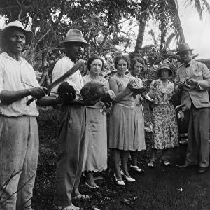 Tourists during a halt by the wayside, St Vincent, 1931