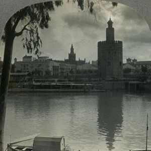 The Tower of Gold and the Cathedral from across the Guadalquivir River, Seville, Spain, c1930s