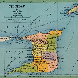 Trinidad & Tobago Map, c1940s. Creator: Unknown