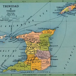 Trinidad & Tobago Map, c1940s. Creator: Unknown