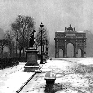The Tuileries under snow and the Carrousel Arch, Paris, 1931. Artist: Ernest Flammarion