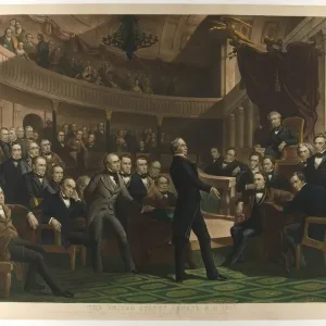 Colour Lithograph Print of the US Senate, 1850