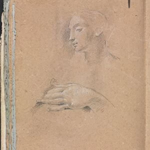 Verona Sketchbook: Female head and left hand (page 42), 1760. Creator: Francesco Lorenzi (Italian