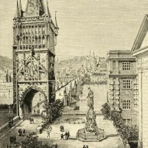 View in Prague - The bridge Tower, 1890. Creator: Unknown