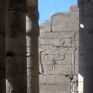 View through to relief of Rameses II before Amun & Mut, Temple of Rameses II, Luxor, Egypt
