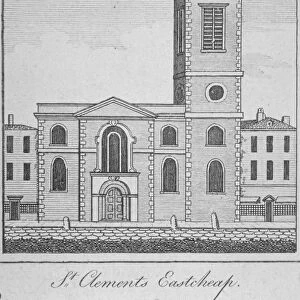 West view of the Church of St Clement, Eastcheap, City of London, 1750