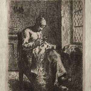 Woman Sewing. Creator: Jean-Francois Millet (French, 1814-1875)