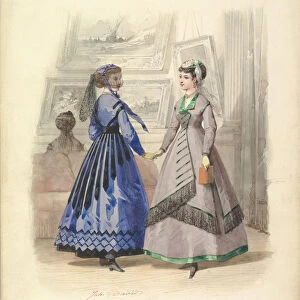 Two Women in an Art Gallery, 1868. Creator: Jules David