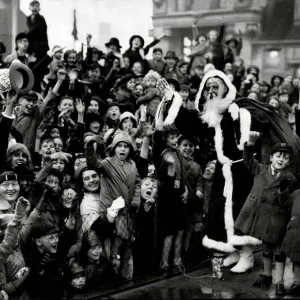 Print of Children Greeting Santa on Selfridges Roof, 1937 Print of Children Greeting Santa on Selfridges Roof, 1937