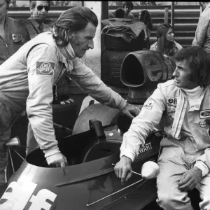 Graham Hill and Jackie Stewart Print 1973 Motor Racing Graham Hill and Jackie Stewart Print 1973 Motor Racing