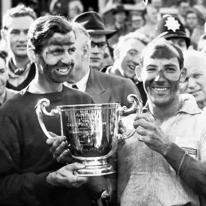 Sir Stirling Moss and Tony Brooks with Trophy Print Sir Stirling Moss and Tony Brooks with Trophy Print